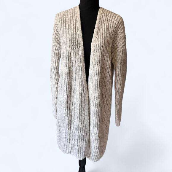 gap Marled white and beige open front knit cardigan size medium coastal boho - Picture 8 of 8